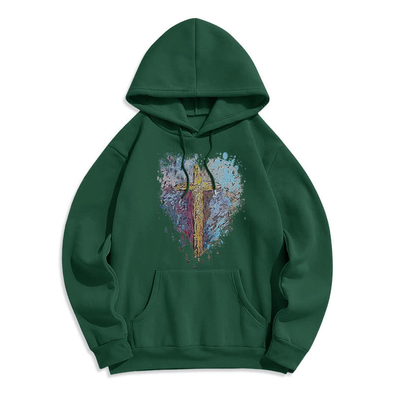 Christianartworkshop Colored Style Radiant Cross Of Hope Fleece Lined Polyester Hoodie - image 11