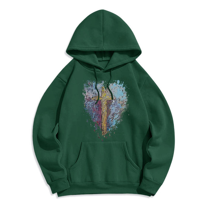 Christianartworkshop Colored Style Radiant Cross Of Hope Fleece Lined Polyester Hoodie - image 11