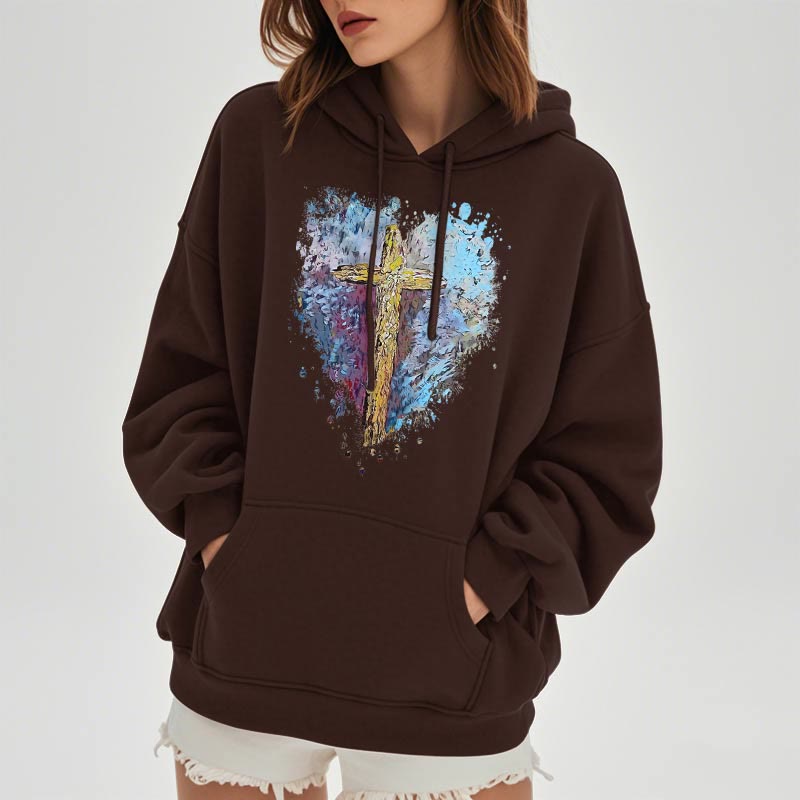 Christianartworkshop Colored Style Radiant Cross Of Hope Fleece Lined Polyester Hoodie - image 10