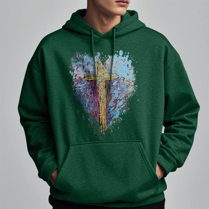 Christianartworkshop Colored Style Radiant Cross Of Hope Fleece Lined Polyester Hoodie - image 12