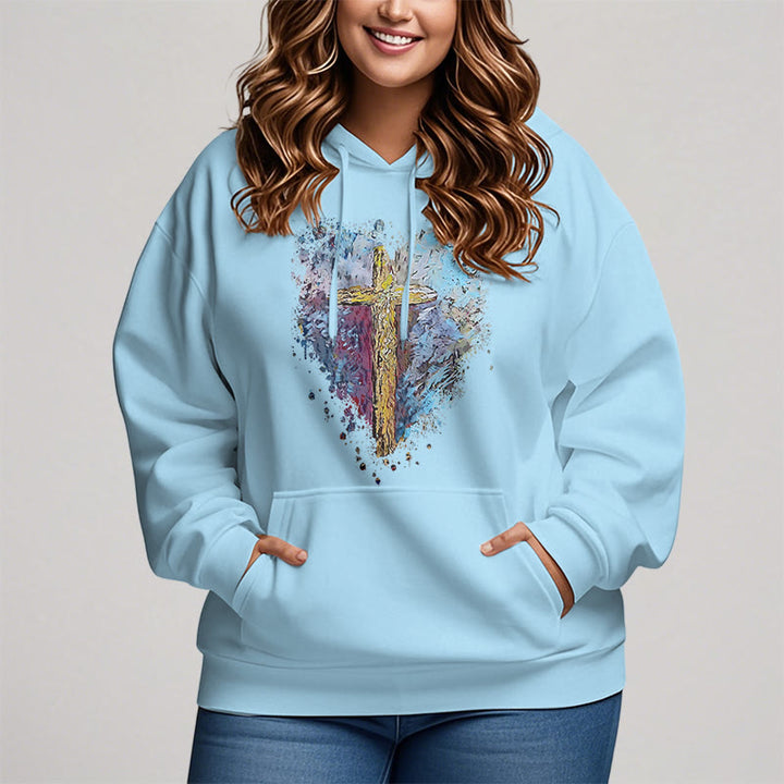 Christianartworkshop Colored Style Radiant Cross Of Hope Fleece Lined Polyester Hoodie - image 14