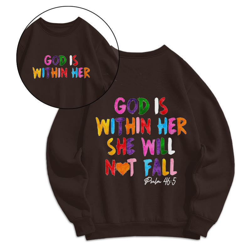 Christianartworkshop Quotation Style God Is Within Her Fleece Lined Polyester Sweatshirt