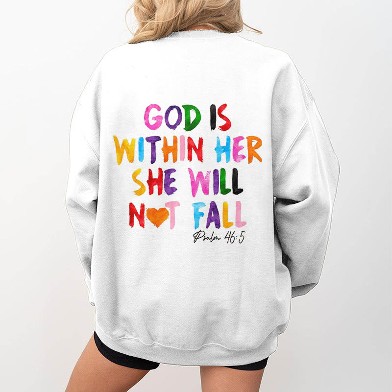 Christianartworkshop Quotation Style God Is Within Her Fleece Lined Polyester Sweatshirt