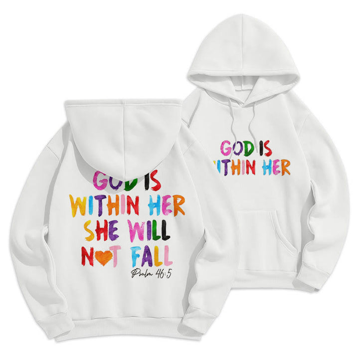 Christianartworkshop Quotation Style God Is Within Her Fleece Lined Polyester Hoodie