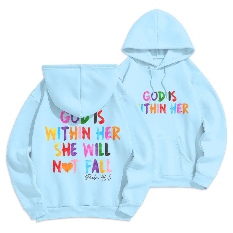 Christianartworkshop Quotation Style God Is Within Her Fleece Lined Polyester Hoodie