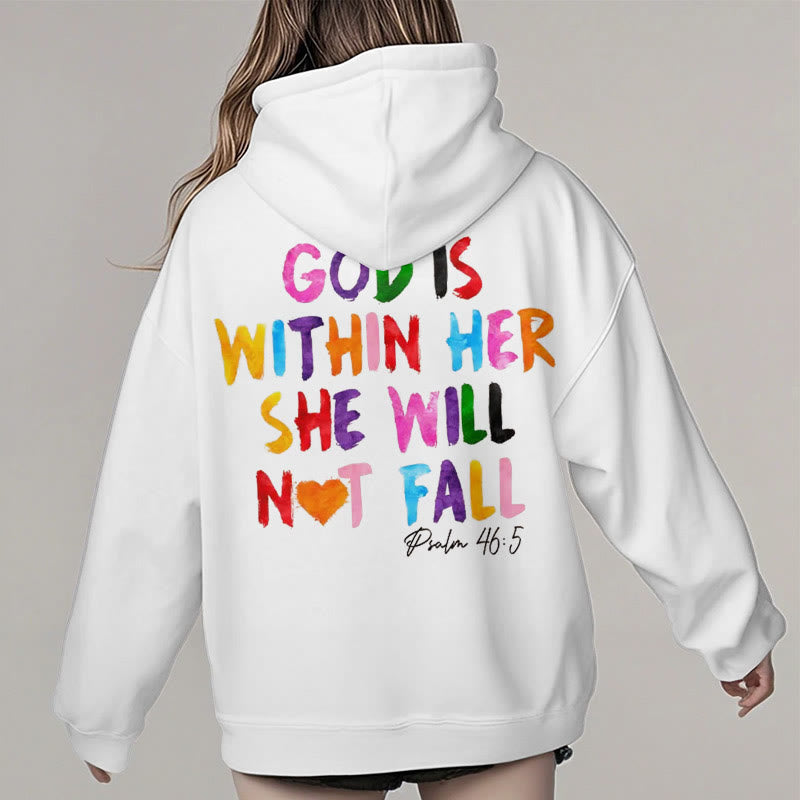 Christianartworkshop Quotation Style God Is Within Her Fleece Lined Polyester Hoodie