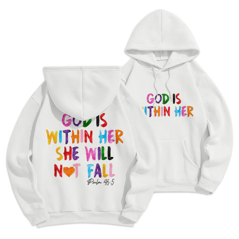 Christianartworkshop Quotation Style God Is Within Her Fleece Lined Polyester Hoodie - image 0