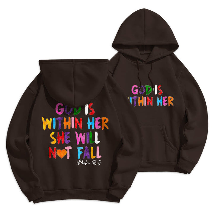 Christianartworkshop Quotation Style God Is Within Her Fleece Lined Polyester Hoodie - image 8