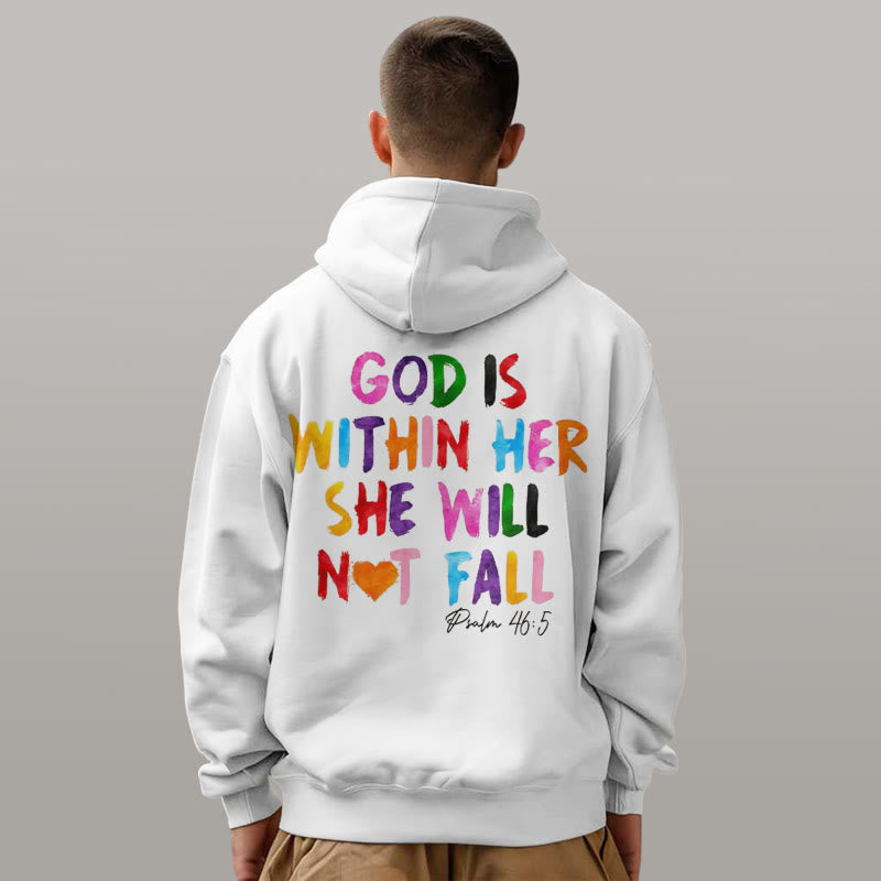 Christianartworkshop Quotation Style God Is Within Her Fleece Lined Polyester Hoodie