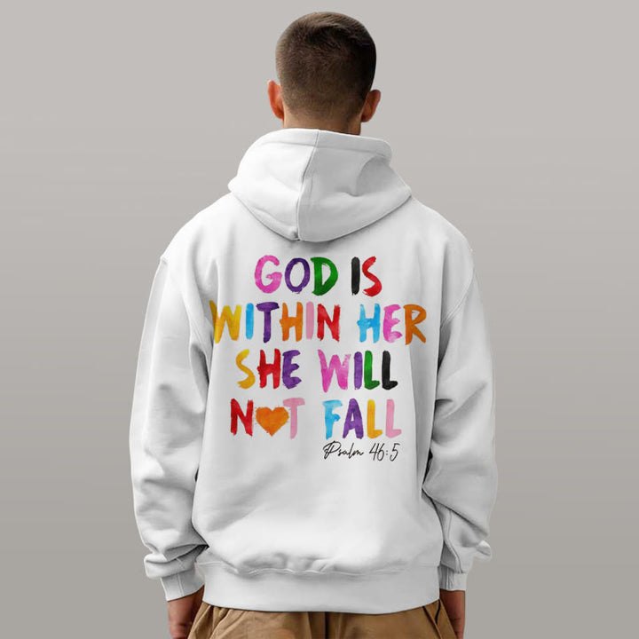 Christianartworkshop Quotation Style God Is Within Her Fleece Lined Polyester Hoodie