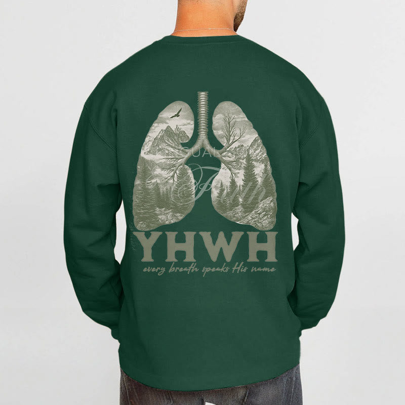 Christianartworkshop Quotation Style Every Breath Speaks His Name Fleece Lined Polyester Sweatshirt