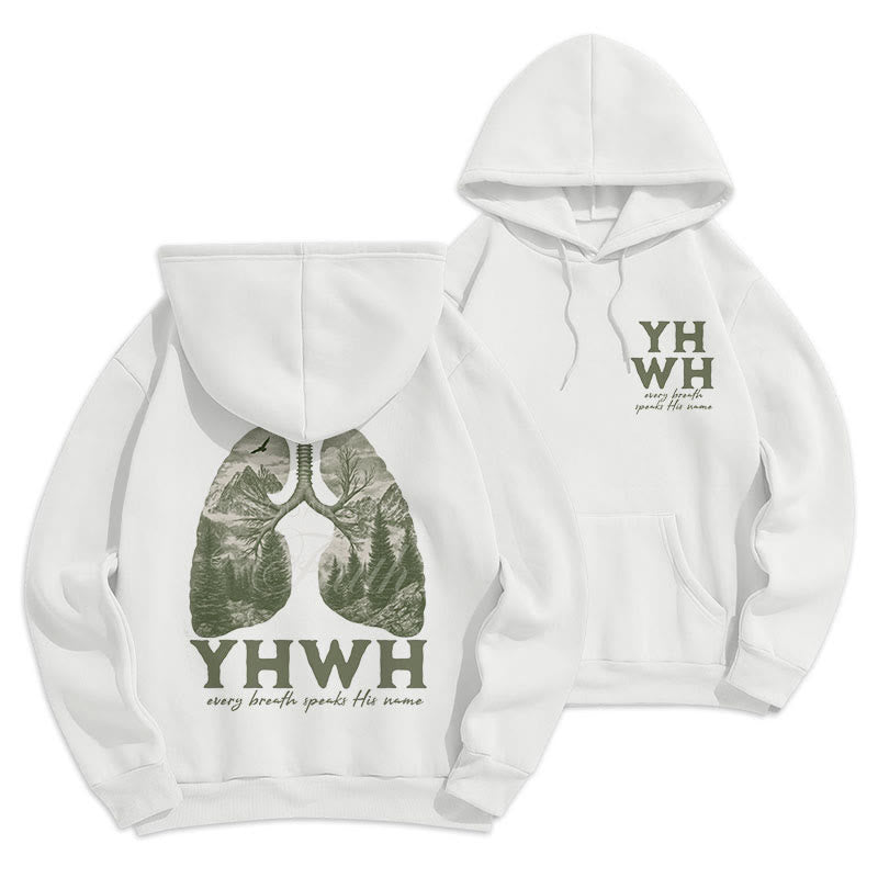 Christianartworkshop Quotation Style Every Breath Speaks His Name Fleece Lined Polyester Hoodie