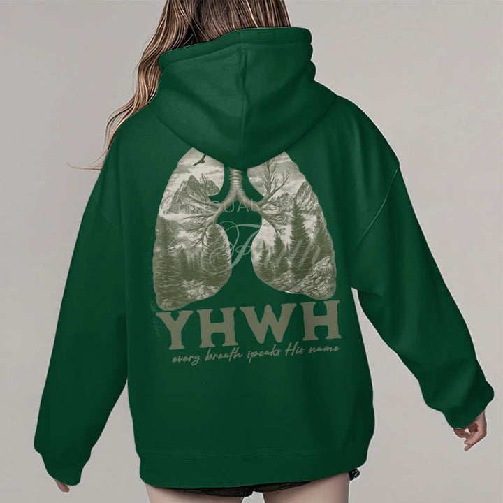 Christianartworkshop Quotation Style Every Breath Speaks His Name Fleece Lined Polyester Hoodie