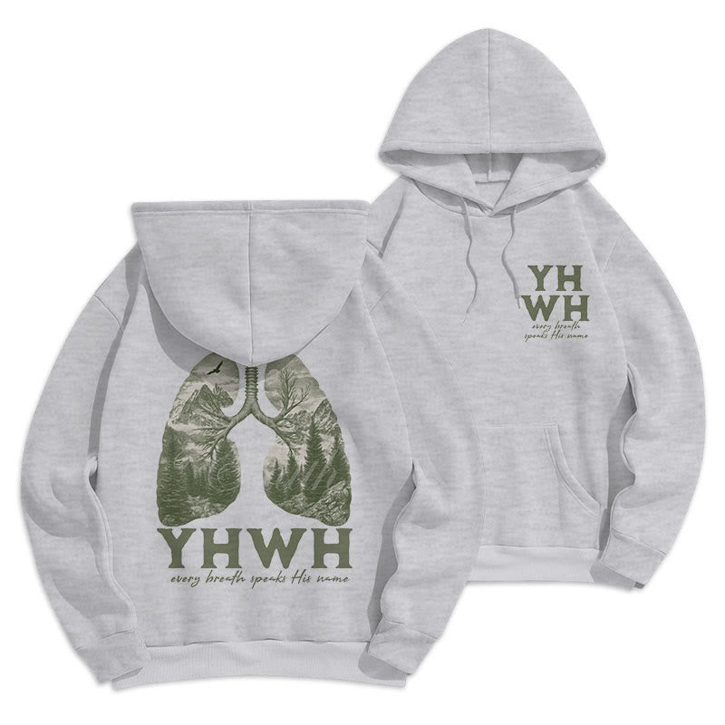 Christianartworkshop Quotation Style Every Breath Speaks His Name Fleece Lined Polyester Hoodie