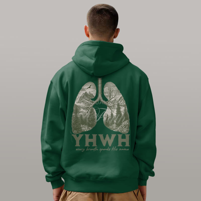 Christianartworkshop Quotation Style Every Breath Speaks His Name Fleece Lined Polyester Hoodie