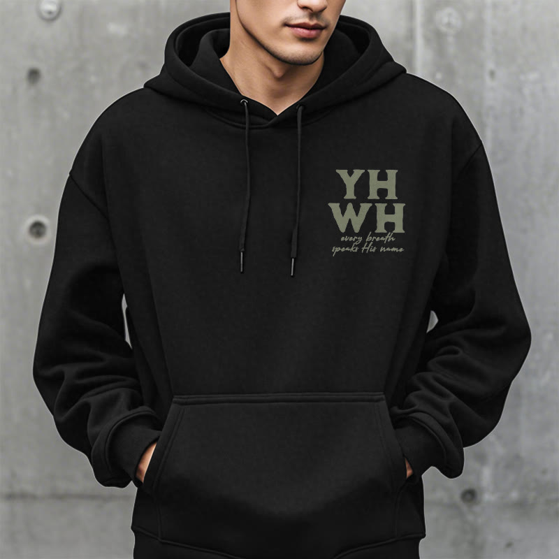 Christianartworkshop Quotation Style Every Breath Speaks His Name Fleece Lined Polyester Hoodie