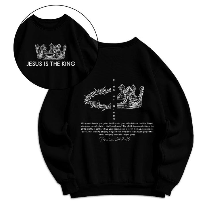 Christianartworkshop Quotation Style Jesus Is The King Fleece Lined Polyester Sweatshirt