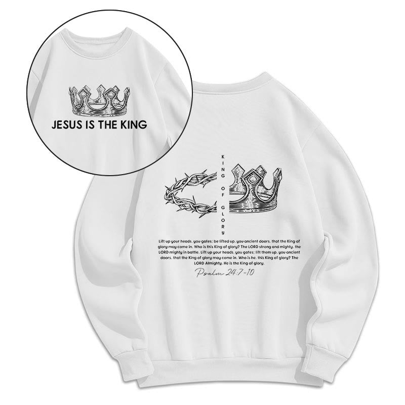 Christianartworkshop Quotation Style Jesus Is The King Fleece Lined Polyester Sweatshirt