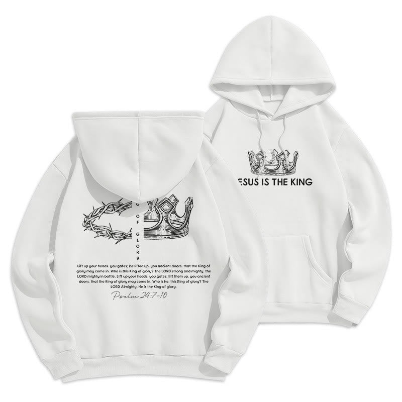 Christianartworkshop Quotation Style Jesus Is The King Fleece Lined Polyester Hoodie