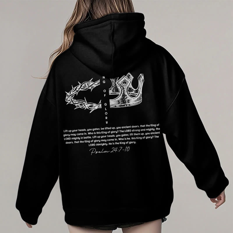 Christianartworkshop Quotation Style Jesus Is The King Fleece Lined Polyester Hoodie