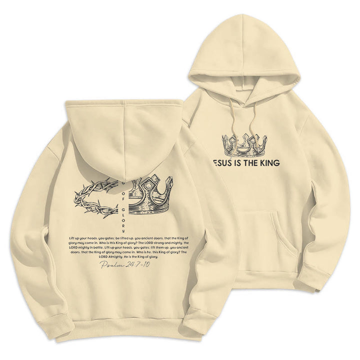 Christianartworkshop Quotation Style Jesus Is The King Fleece Lined Polyester Hoodie