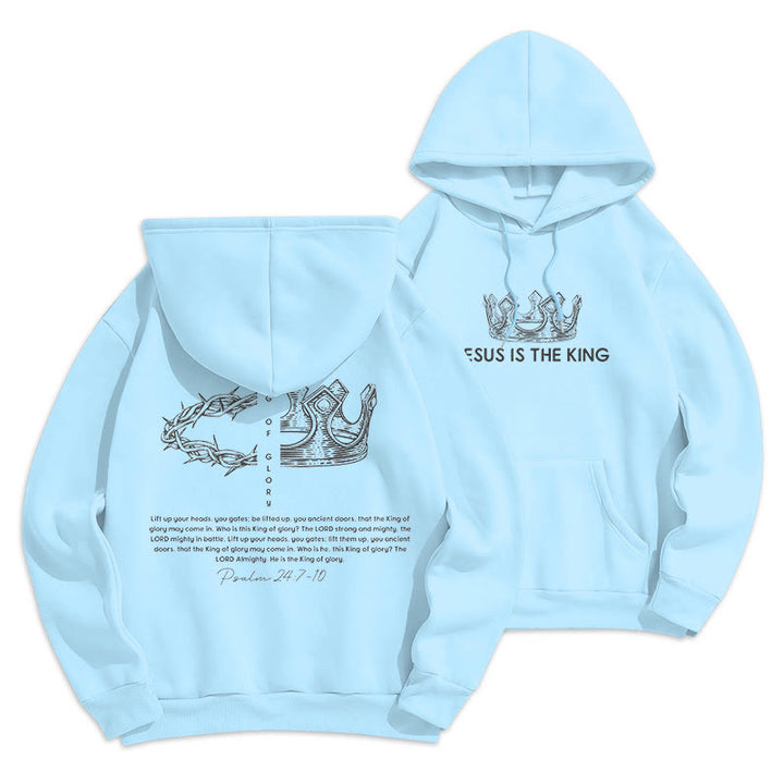 Christianartworkshop Quotation Style Jesus Is The King Fleece Lined Polyester Hoodie