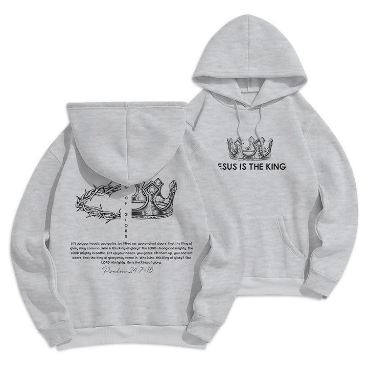 Christianartworkshop Quotation Style Jesus Is The King Fleece Lined Polyester Hoodie