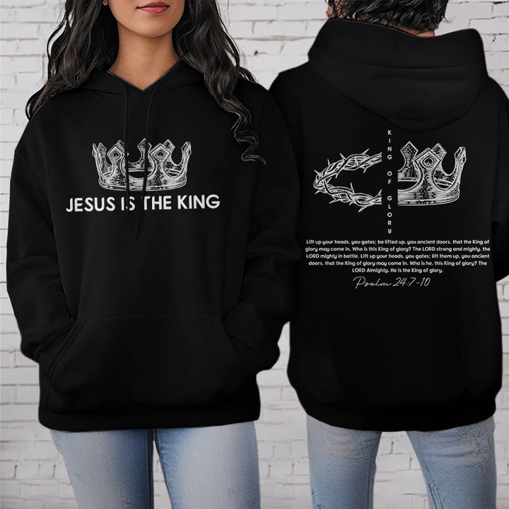 Christianartworkshop Quotation Style Jesus Is The King Fleece Lined Polyester Hoodie - image 3
