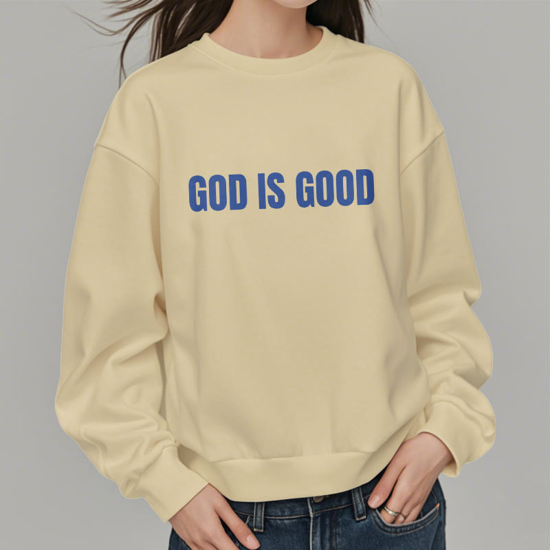 Christianartworkshop Quotation Style Butterfly God Is Good Fleece Lined Polyester Sweatshirt