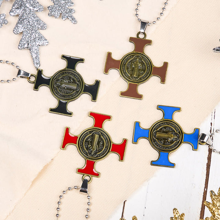 Christianartworkshop Classic Style Saint Benedict Cross Protection Pendant Necklace