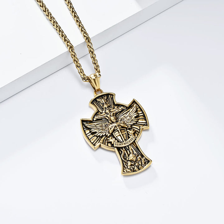 Christianartworkshop Classic Style Saint Michael Archangel Guardian Of Faith Pendant Necklace