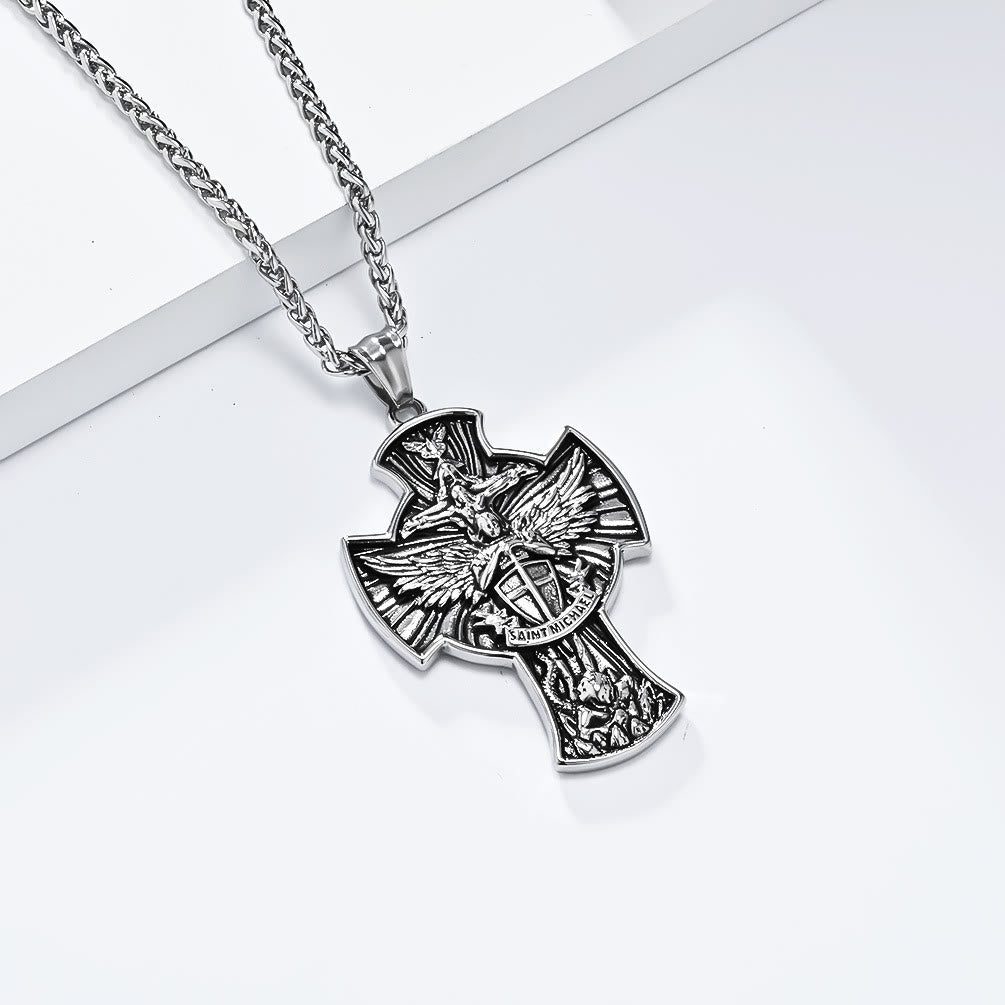 Christianartworkshop Classic Style Saint Michael Archangel Guardian Of Faith Pendant Necklace