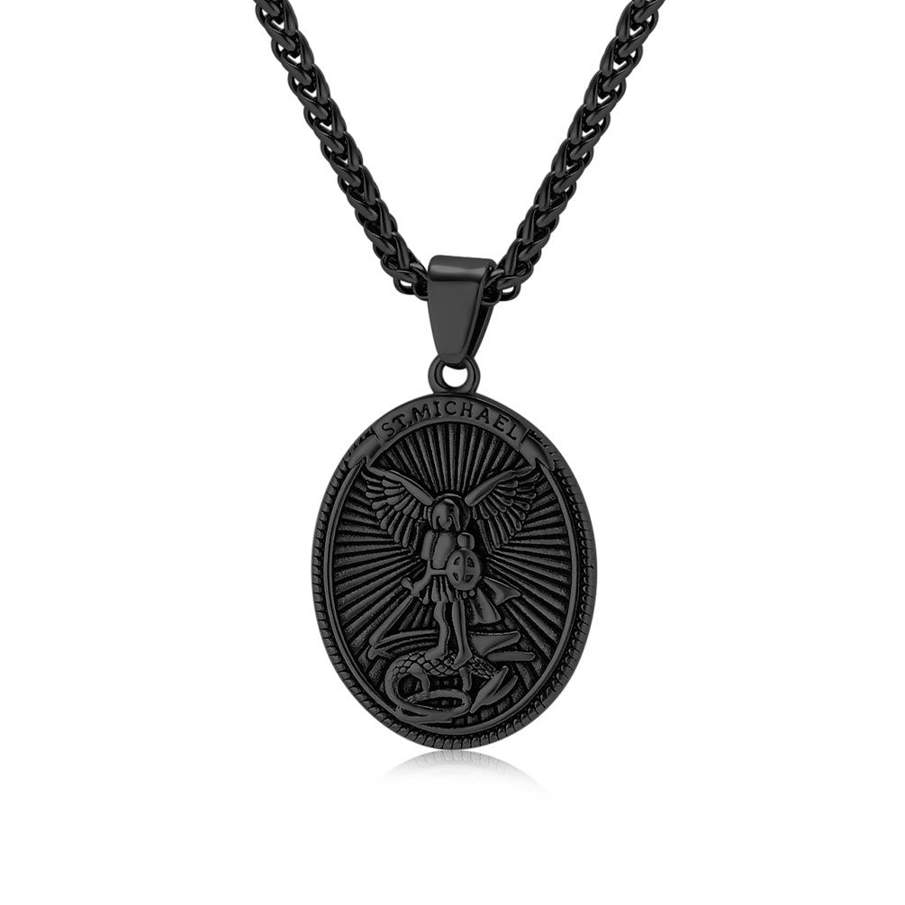 Christianartworkshop Classic Style Saint Michael Archangel Ephesians 6:10 Pendant Necklace