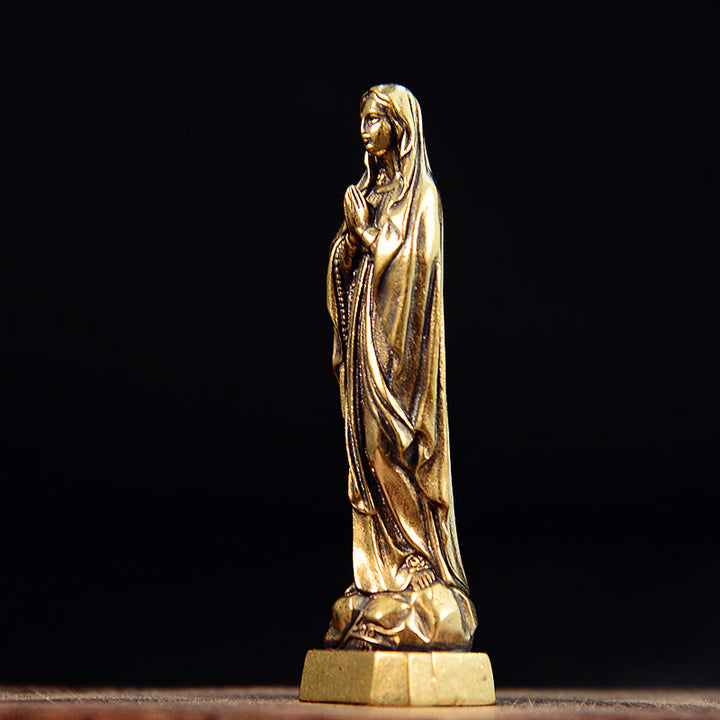 Christianartworkshop Classic Style Exquisite Brass Our Lady Pray For Us Virgin Mary Statue Ornament