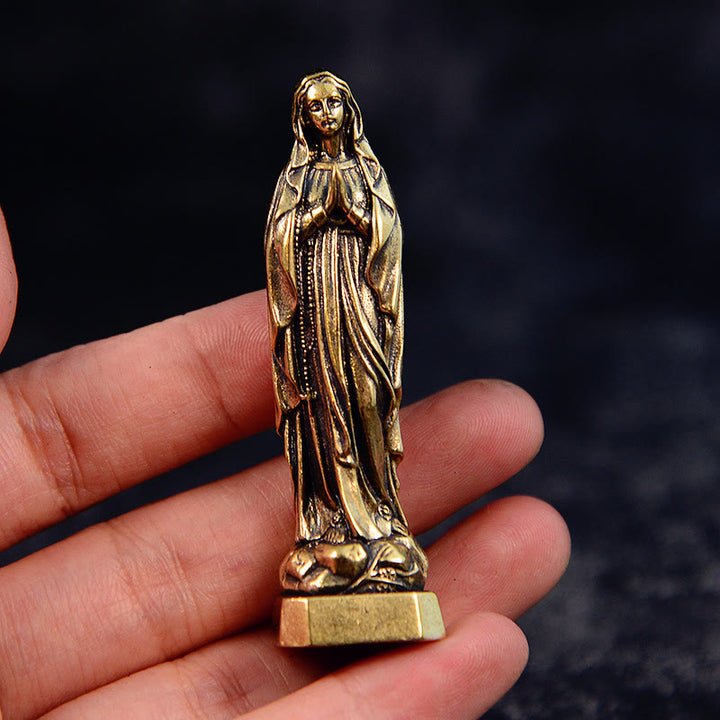 FREE Today: Classic Style Exquisite Brass Our Lady Pray For Us Virgin Mary Statue Ornament