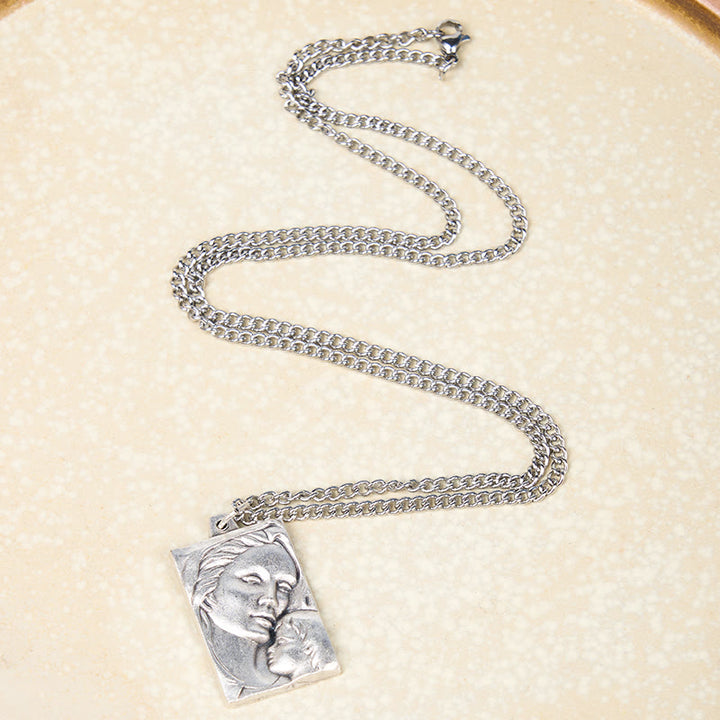 FREE Today: Classic Style Madonna And Child Crafted Embossed Amulet Pendant Necklace