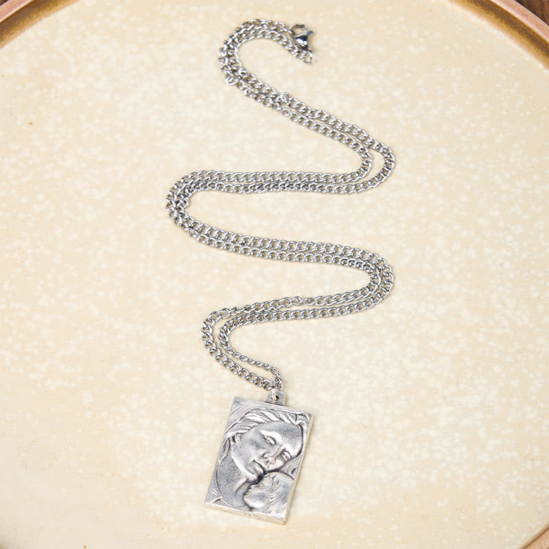 FREE Today: Classic Style Madonna And Child Crafted Embossed Amulet Pendant Necklace