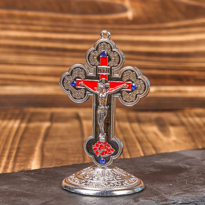 Christianartworkshop Retro Classic Style Radiant Ornate Crucifix Stand Desktop Ornaments