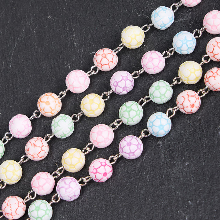 Christianartworkshop Virgin Mary & Crucifix of 8 mm Round Multicolor Polymer Clay Alloy Chain Rosary