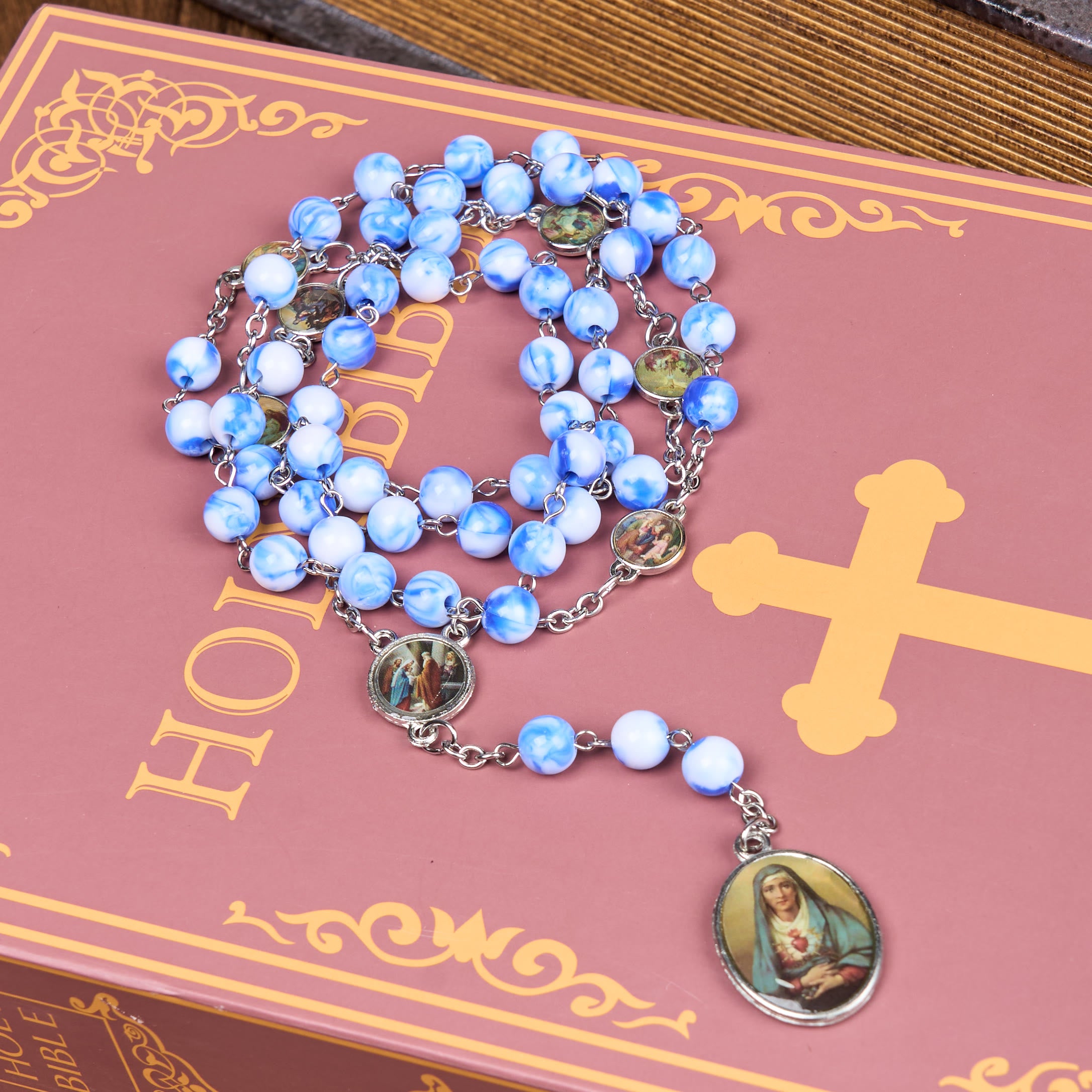 ROSARYHILL State of Blue CD - 新品未開封 Christianartworkshop Seven Sorrows 8mm Blue/Green Acrylic Rosary