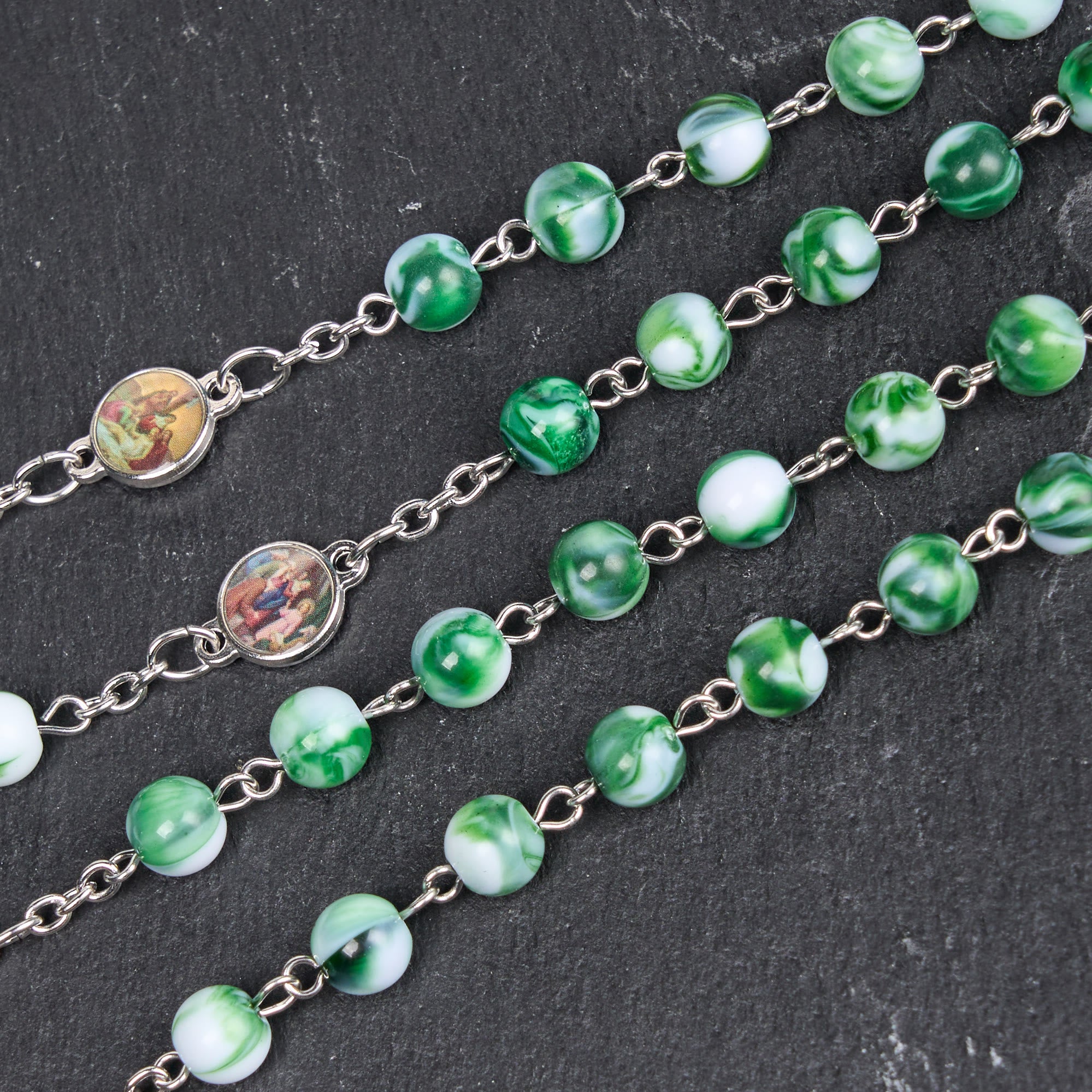 Christianartworkshop Seven Sorrows 8mm Blue/Green Acrylic Rosary
