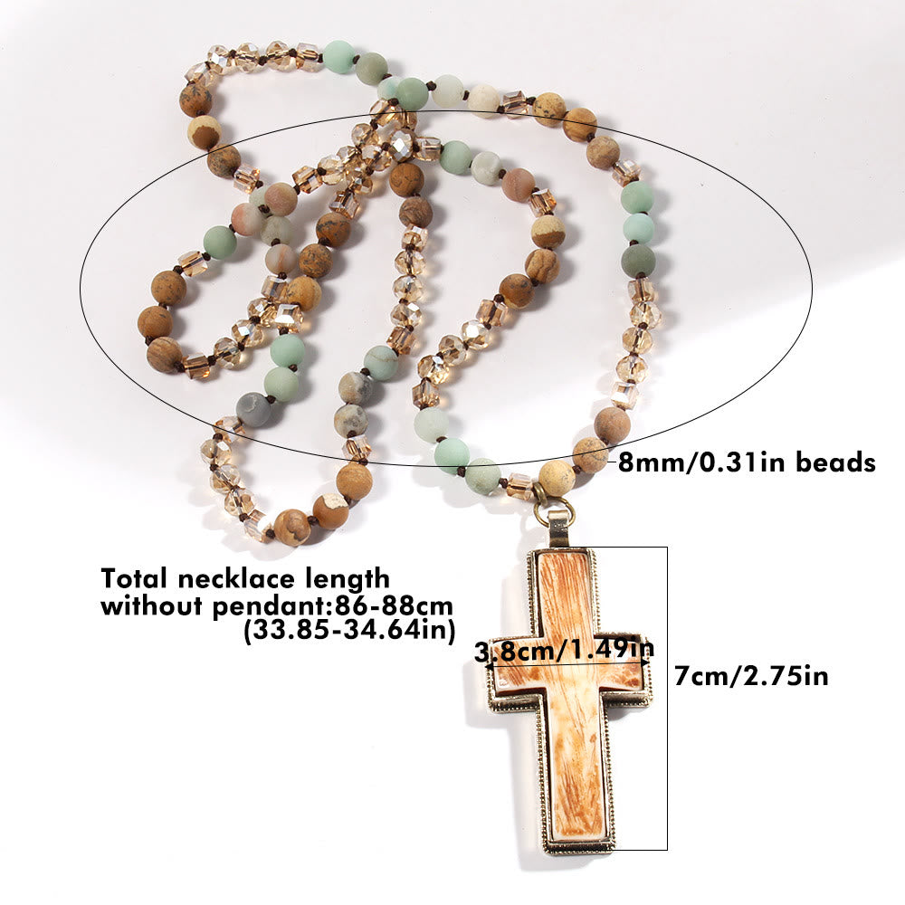 Christianartworkshop Classic Style Graceful Devotion Beaded Cross Necklace