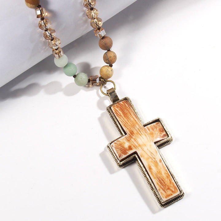 Christianartworkshop Classic Style Graceful Devotion Beaded Cross Necklace