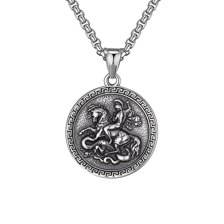 Christianartworkshop Classic Style St. George Dragon Slayer Pendant Necklace