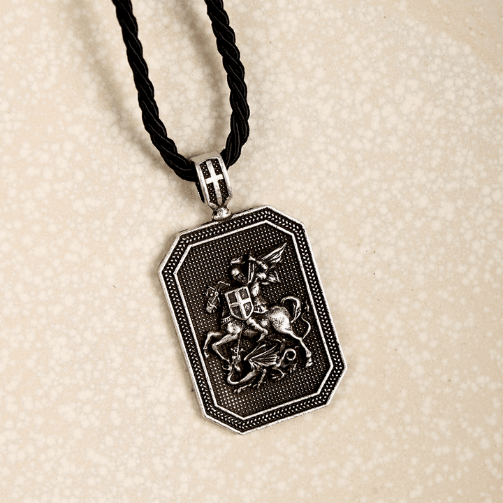 Christianartworkshop Classic Style Saint George and the Dragon Pendant Protection Prayer Necklace