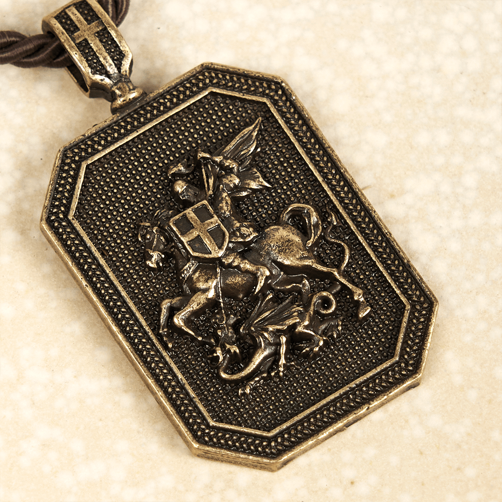 FREE Today: Classic Style Saint George and the Dragon Pendant Protection Prayer Necklace