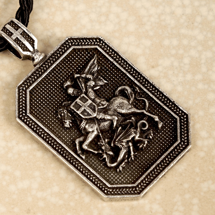 FREE Today: Classic Style Saint George and the Dragon Pendant Protection Prayer Necklace