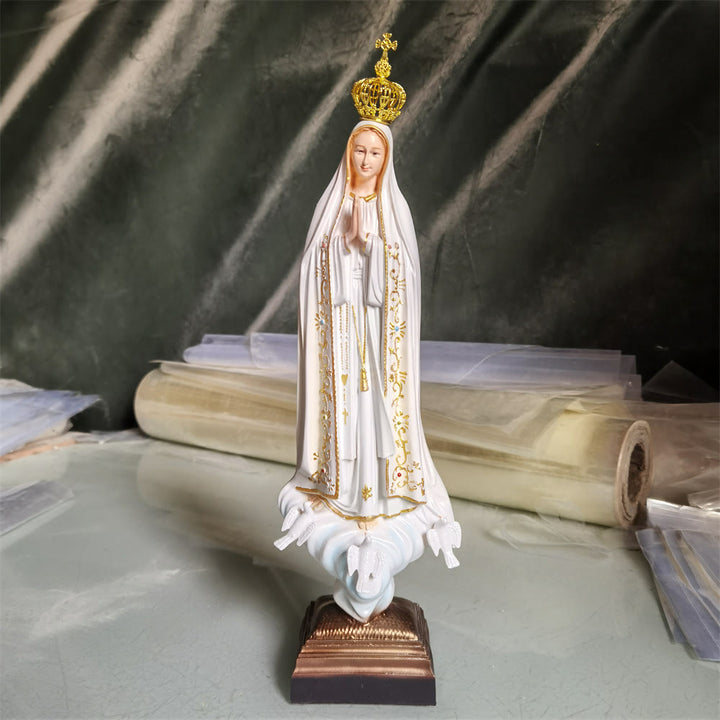 Christianartworkshop Classic Style Golden Crown Our Lady of Fatima Desktop Decorations Ornament