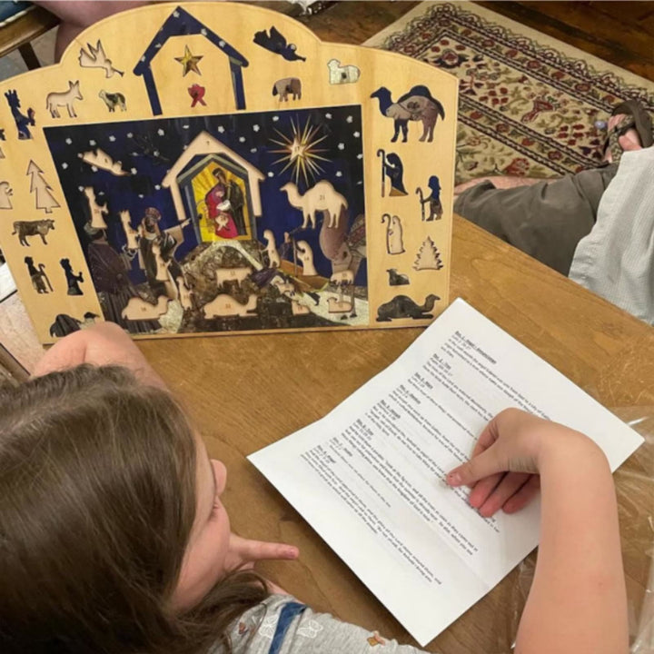 Christianartworkshop Classic Style Nativity Advent Countdown Puzzle Desktop Decorations Ornament