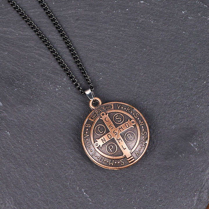 Christianartworkshop Classic Style Crafted St. Benedict Symbol Pendant Necklace(3 color)